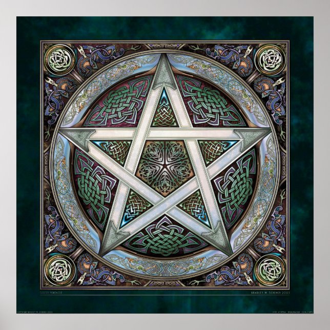 Poster Silver Knotwork Pentacle (22x22") (Frente)
