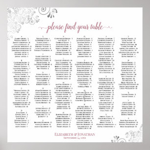 Poster Silver Lace Dusty Rose Alphabetical Seating Chart