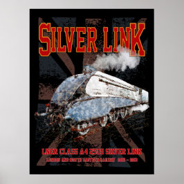 Poster Silver Link LNER Class A4 2509 Locomotive UK flag