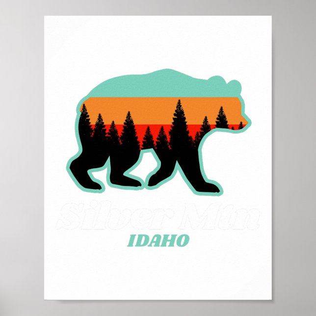 Poster Silver Mountain Idaho - Urso de Snowboard (Frente)