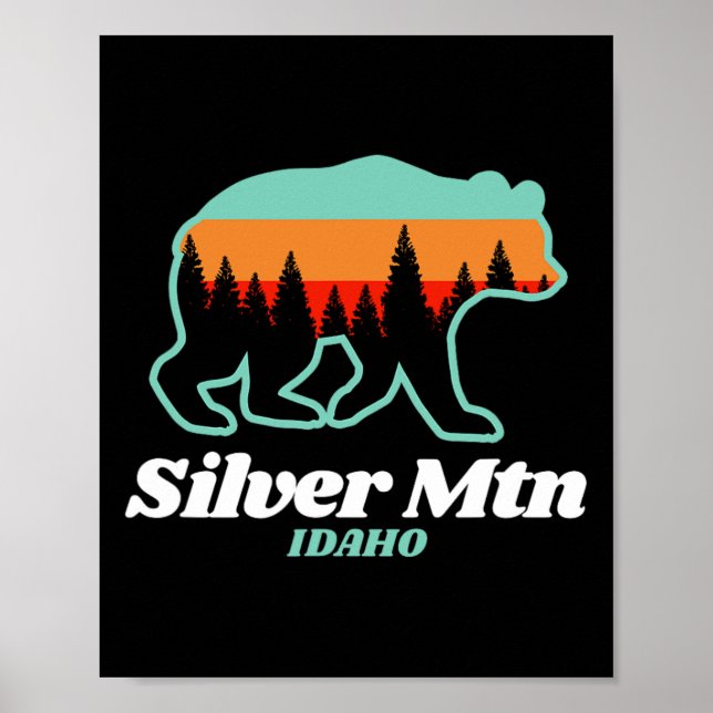 Poster Silver Mountain Idaho - Urso de Snowboard (Frente)