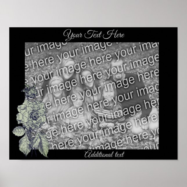 Poster Silver Peony Flower Personalizado Adicionar Sua Fo (Frente)