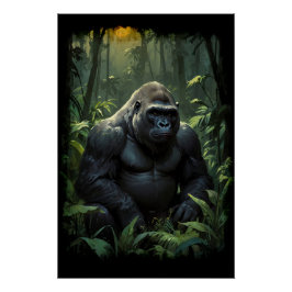 Póster Silverback Gorilla na Selva do Ruanda