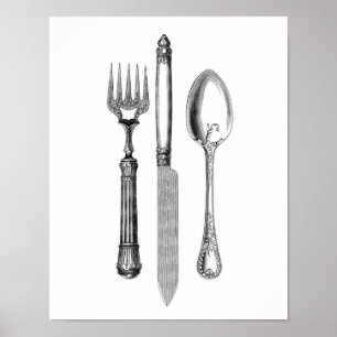 Póster Silverware Elegante do VIntage