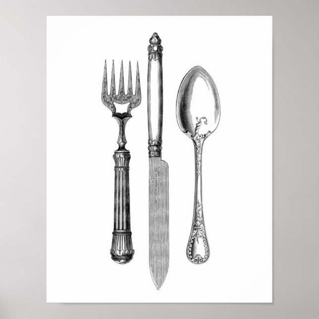Póster Silverware Elegante do VIntage (Frente)