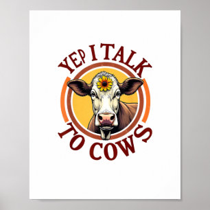 Poster Sim, Eu Falo Com Vacas Engraçadas Vintage Dairy Fa