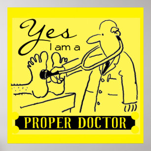 Poster Sim, sou um médico adequado. Preto em Amarelo.