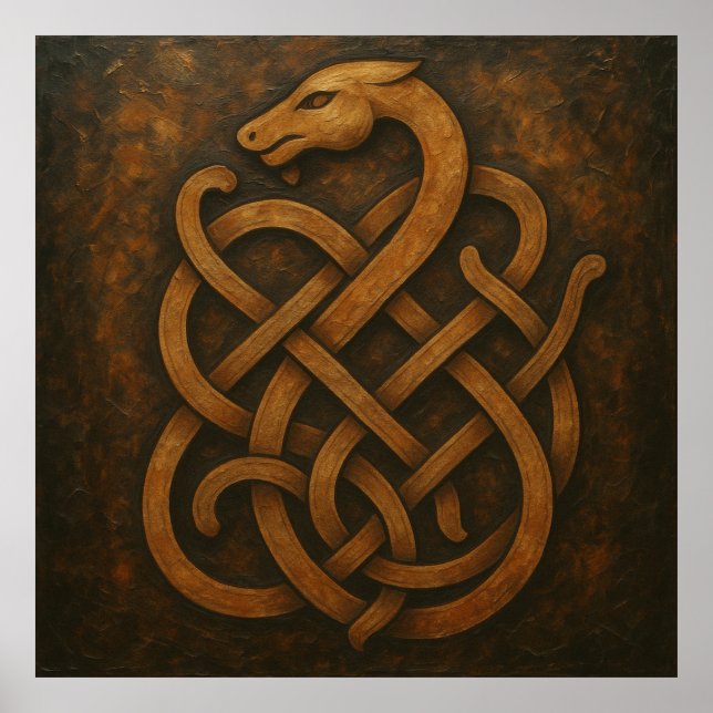 Poster Símbolo Antigo Nó de Serpente Nórdico (Frente)