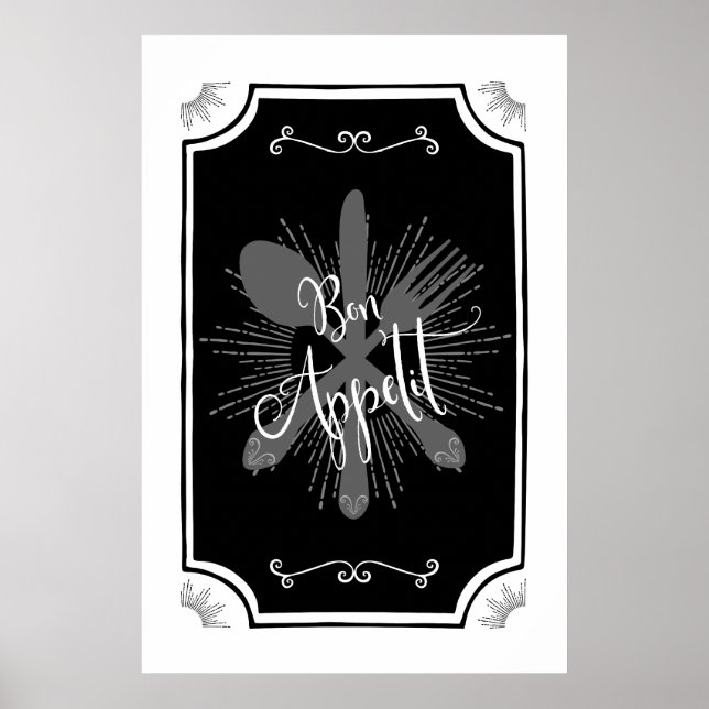 Poster Símbolo Antiquado de Cozinha - Apetite Bon (Frente)