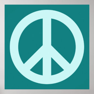 Póster Símbolo Aqua e Teal Peace