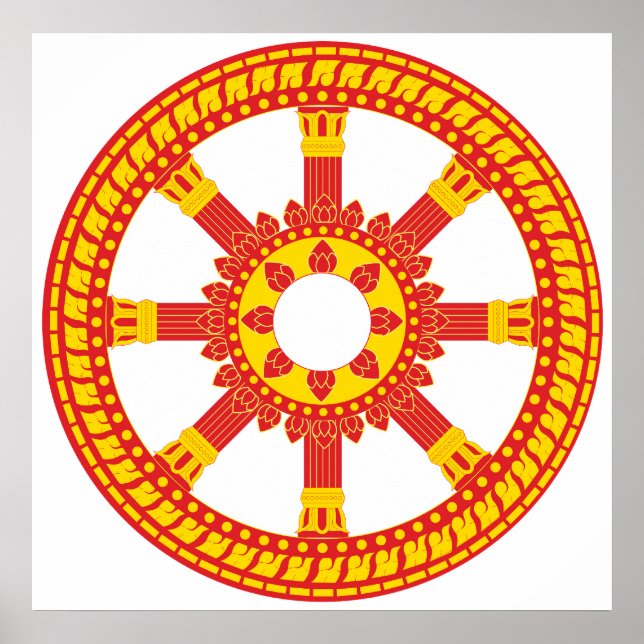 Poster Símbolo Ashtamangala Dharmachakra Wheel de Dharma (Frente)