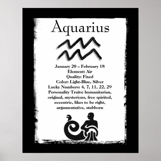 Poster Símbolo astrologico Aquário Horoscópio Zodiac Símb (Frente)