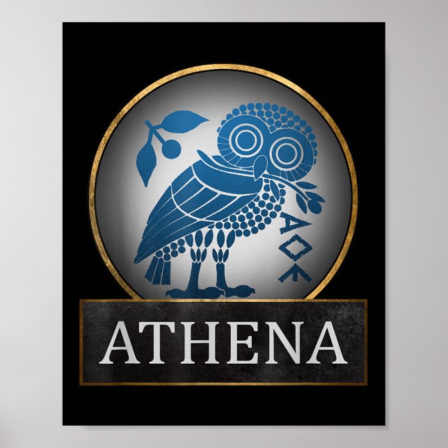 Poster Símbolo Athena Owl Da Deusa Grega Da Sabedoria A (Frente)