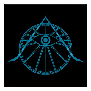 Póster Símbolo "Awaken" All-Seeing Eye e Geometria Sagrad