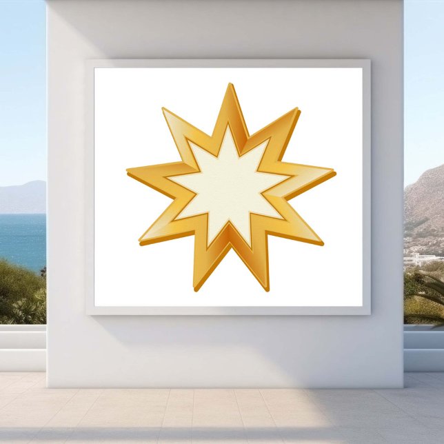 Póster Símbolo Baha'i (Peace. Gold nine pointed star, symbol of the Baha’i faith. )