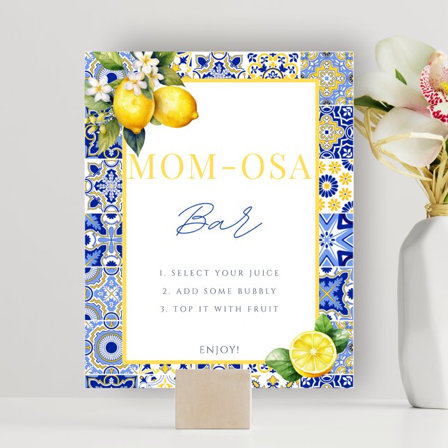 Poster Símbolo Bar Lemon Momosa (Italian Lemon Momosa Mom-Osa Bar Baby Shower Sign Poster)