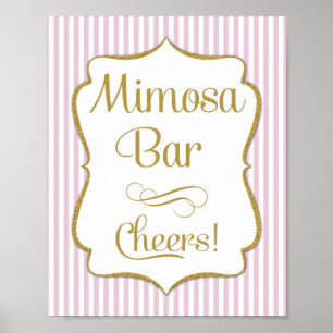 Poster Símbolo Bar Mimosa - Dourada faixa rosa