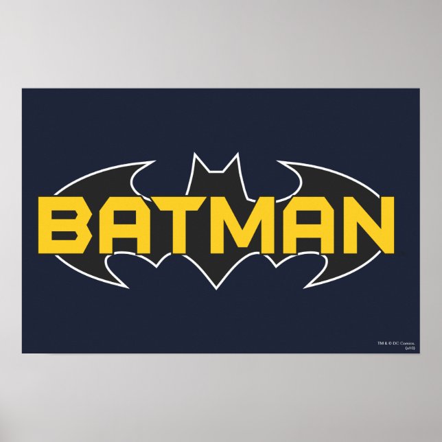 Poster Símbolo Batman | Nome Logotipo Amarelo e Preto (Frente)