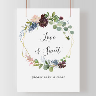 Poster Símbolo Bonito De Amor Geométrico Dourado E Burg