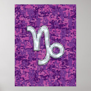 Poster Símbolo Capricórnio Zodíaco Camuflagem Digital 