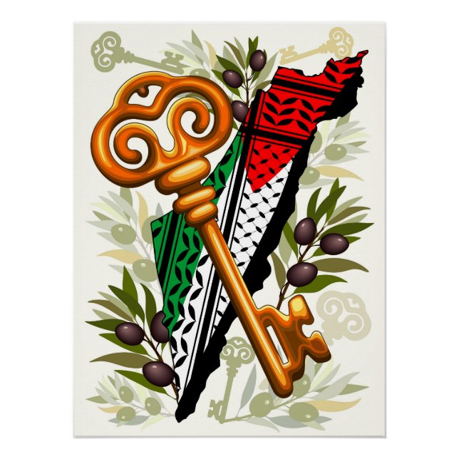 Póster Símbolo chave palestino do direito de retorno (Frente)