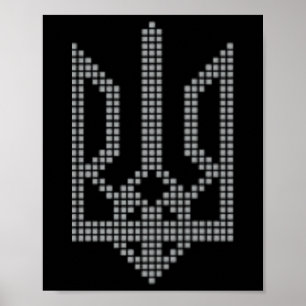 Poster Símbolo cinza ucraniano Tryzub no peito - Ucrânia