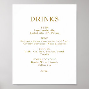 Poster Símbolo Clássico de Menu Drinks Minimalistas