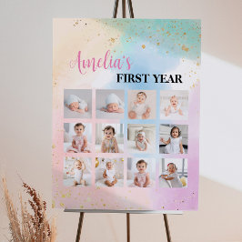 Poster Símbolo Colorido de Foto de Aniversário do Arco-Ír