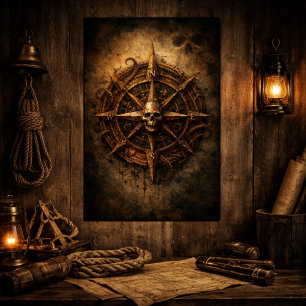 Poster Símbolo da Bússola Amaldiçoada Pirata