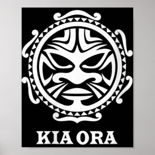 Poster Símbolo da Cultura Maori Kia Ora Feminino Dança Ha