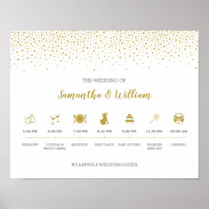 Poster Símbolo da Linha do Tempo de Confetti Dourado do E
