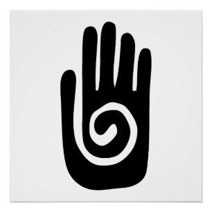 Póster Símbolo da mão Hopi cura espiral palma nativo amer