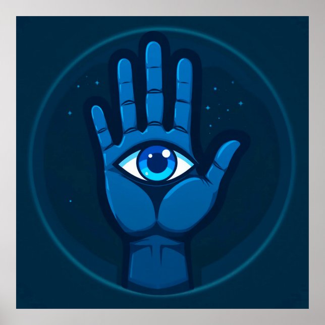 Poster Símbolo da Mão Mística com Olho (Frente)