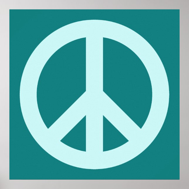 Póster Símbolo da Paz Aqua e Verde-azulado (Frente)