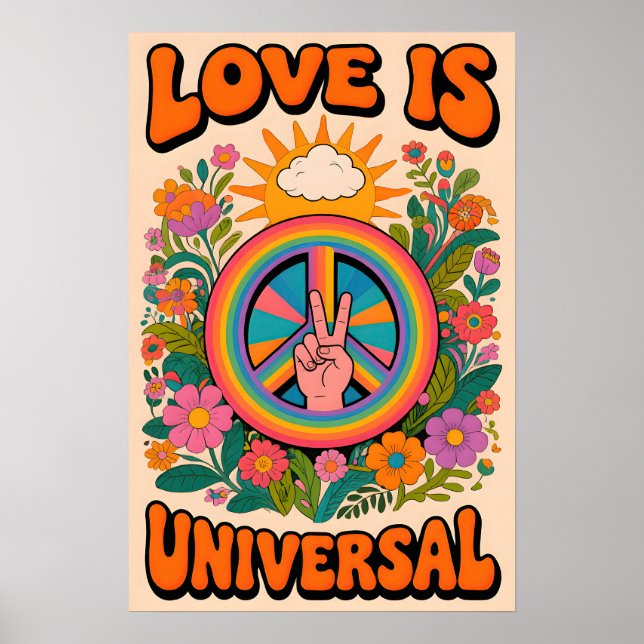 Poster Símbolo da paz dos anos 70  Arte Pop (Frente)