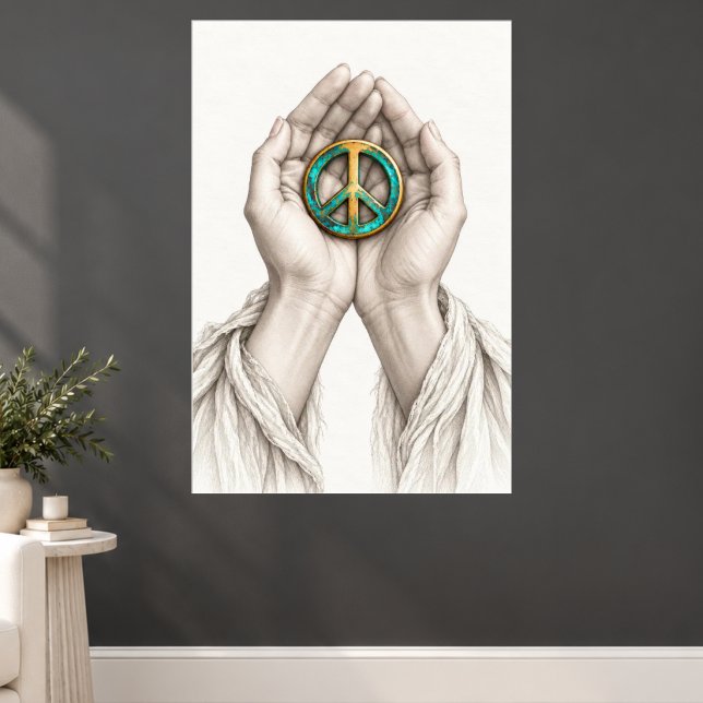 Poster Símbolo da Paz Embracado pelas Mãos (Criador carregado)