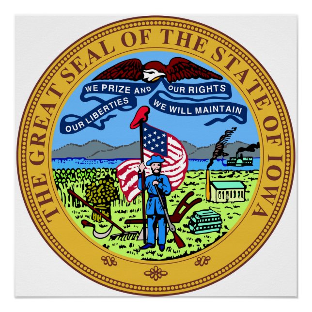 Póster Símbolo da república da américa do estado de Iowa (Frente)