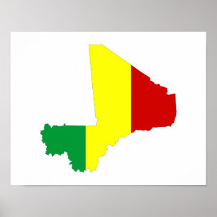 Póster símbolo da silhueta da forma do mapa da bandeira