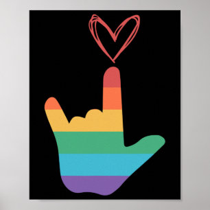 Poster Símbolo de Amor Arco-íris ASL Surdo