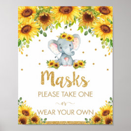 Poster Símbolo de Aniversário do Elefante de Girassol Más