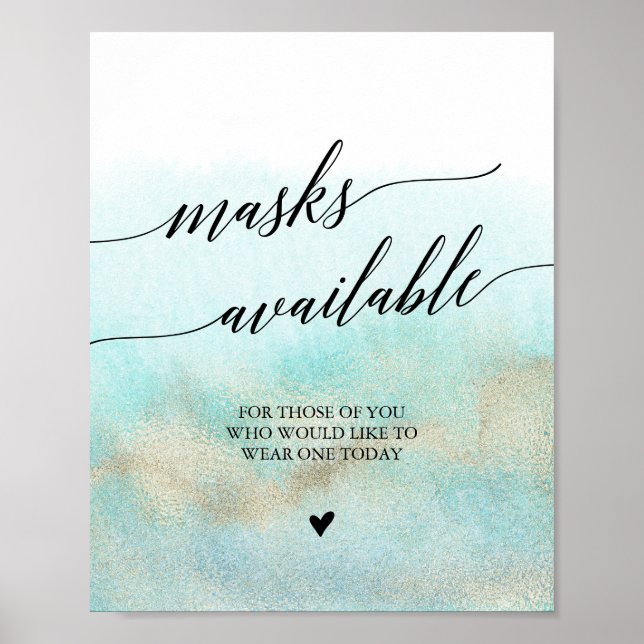 Poster Símbolo de Aqua e Dourada Aquarela (Frente)