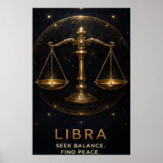 Poster Símbolo de Astrologia Celestial Libra Zodíaco Esca