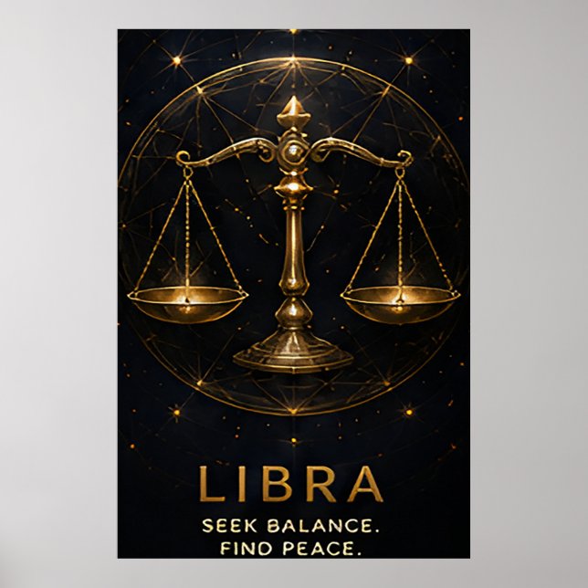 Poster Símbolo de Astrologia Celestial Libra Zodíaco Esca (Frente)