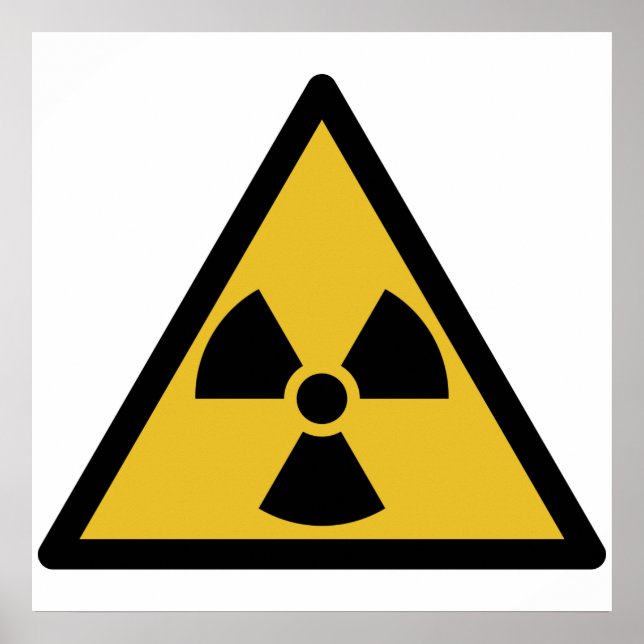 Poster Símbolo de aviso de radiação (perigo radioativo) (Frente)