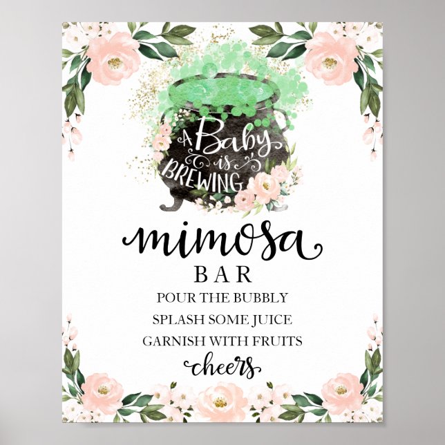 Poster Símbolo de Bar Chá de fraldas Mimosa do Halloween  (Frente)