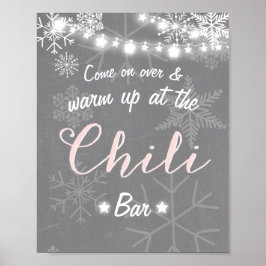 Póster Símbolo de Bar chileno Floco de neve rosa Floco de