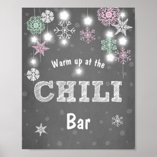 Poster Símbolo de Bar Chili Rosa Mint Flocos de neve de i