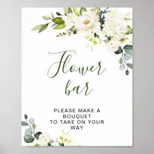 Poster Símbolo de Bar da Flor Elegante Eucalyptus White R