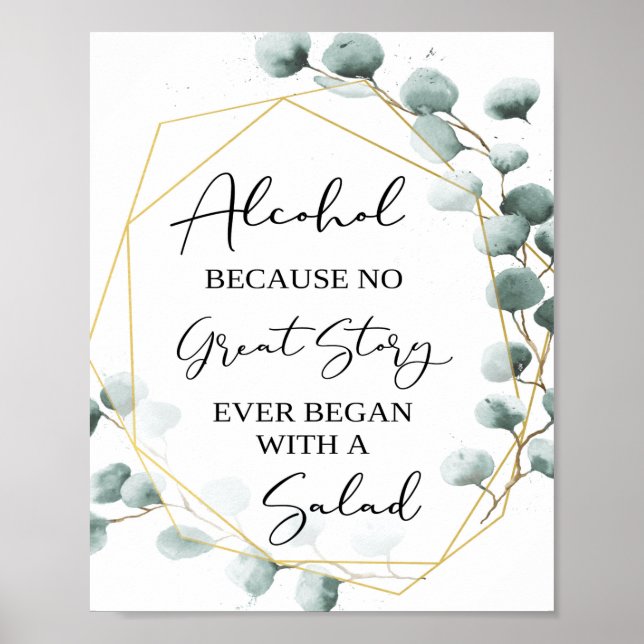 Poster Símbolo de Bar de Álcool Engraçado Eucalyptus (Frente)