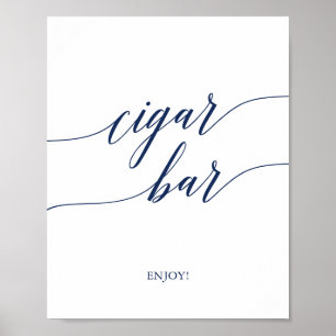 Poster Símbolo de Bar de Caligrafia Elegante para Marinho